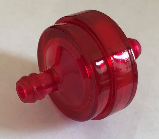 Picture of Fuel Filter - Disk-Shaped with Stainless Steel Mesh Screen, Red - 1/4” (6 mm) ID